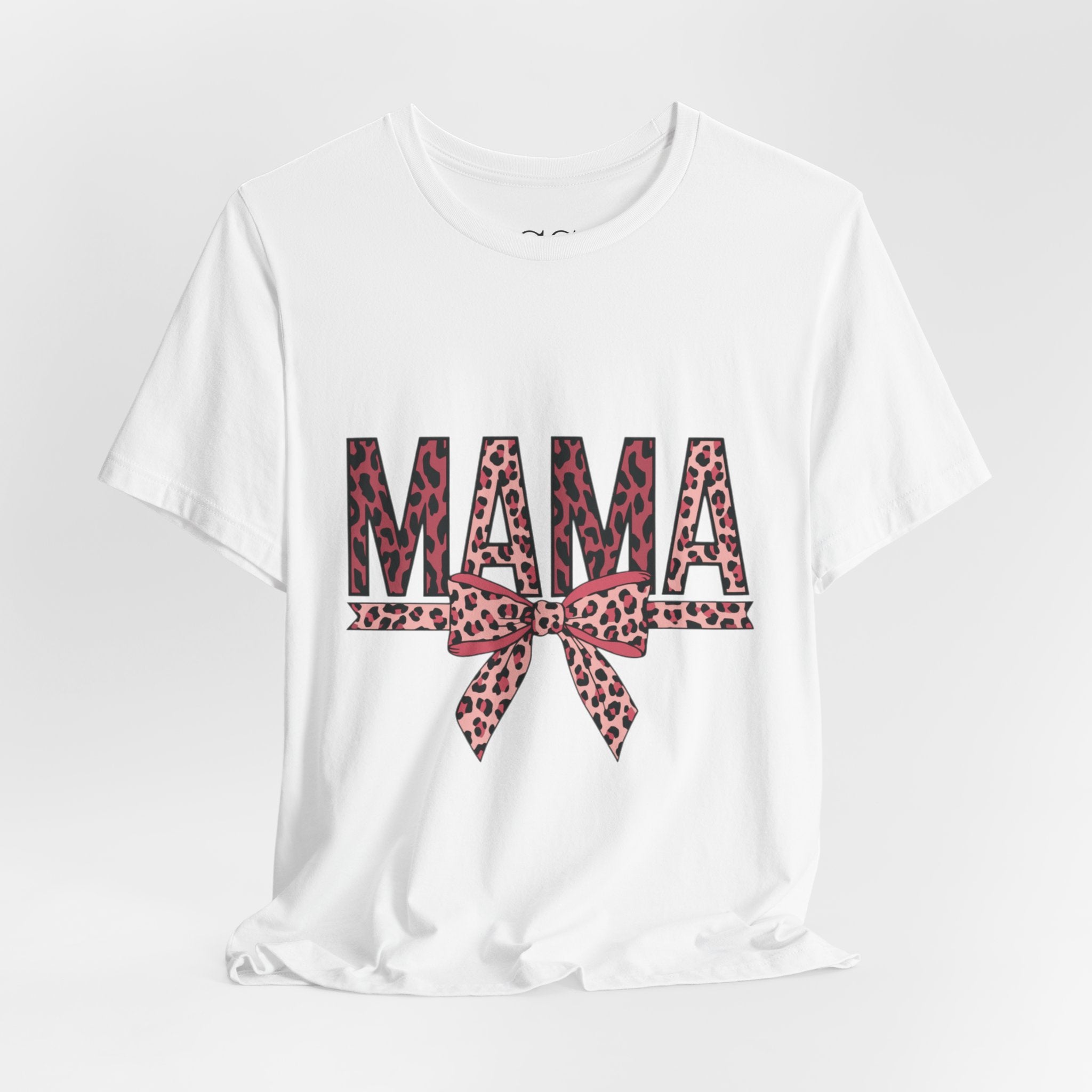 Mama Leopard Bow Tee — Floral Leopard Print "MAMA" Mother's Day T‑Shirt
