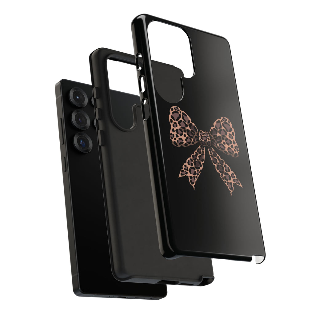 Leopard Print Bow Tough Phone Case — Cute Chic Protective Cover