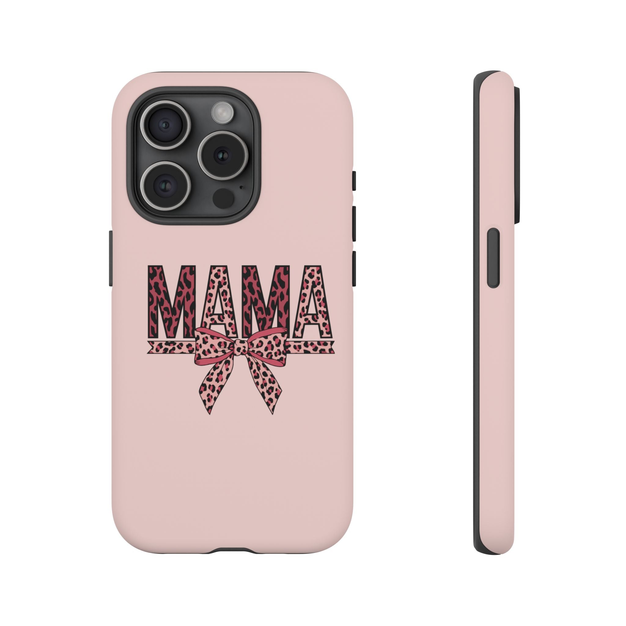 Mama Leopard Bow Phone Case — Pink Tough Protective iPhone Cover