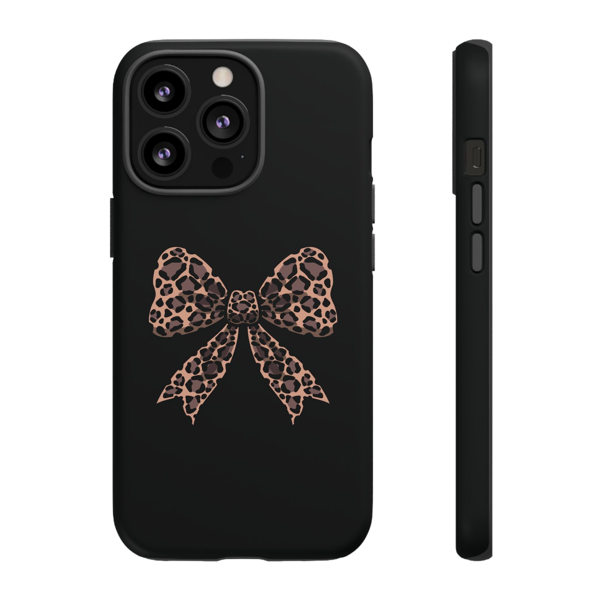 Leopard Print Bow Tough Phone Case — Cute Chic Protective Cover