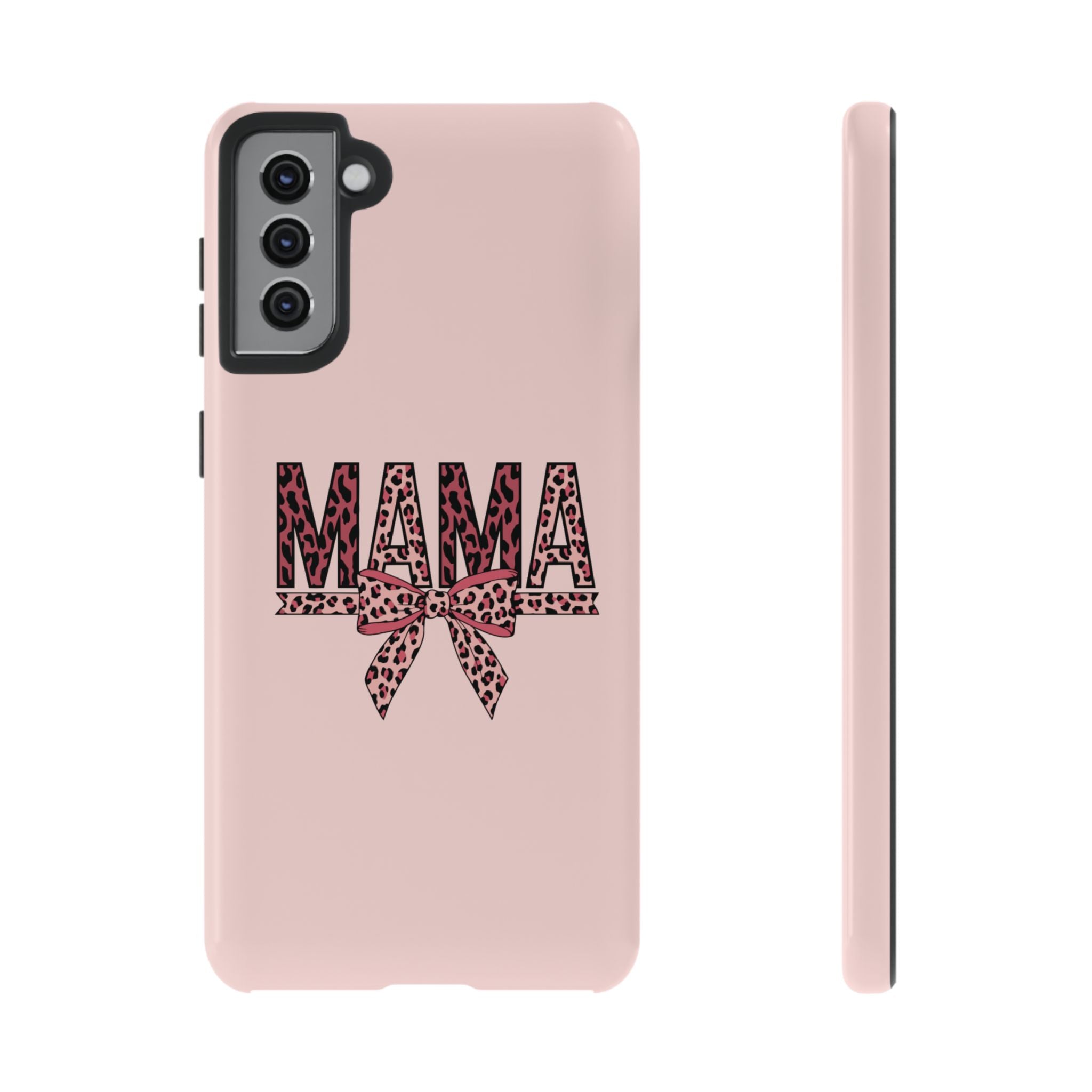 Mama Leopard Bow Phone Case — Pink Tough Protective iPhone Cover