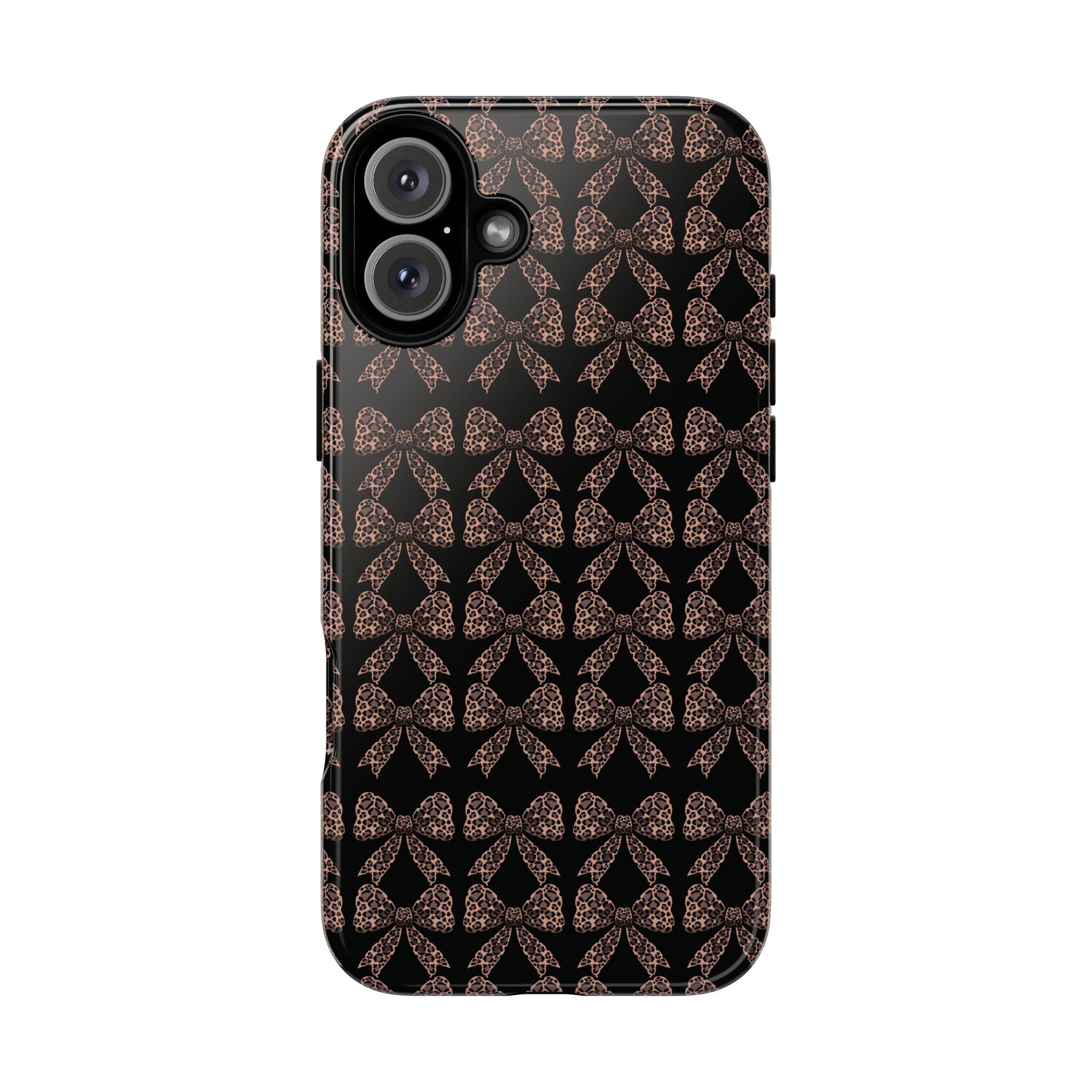 Leopard Print Bow Tough Phone Case — Black & Gold Pattern
