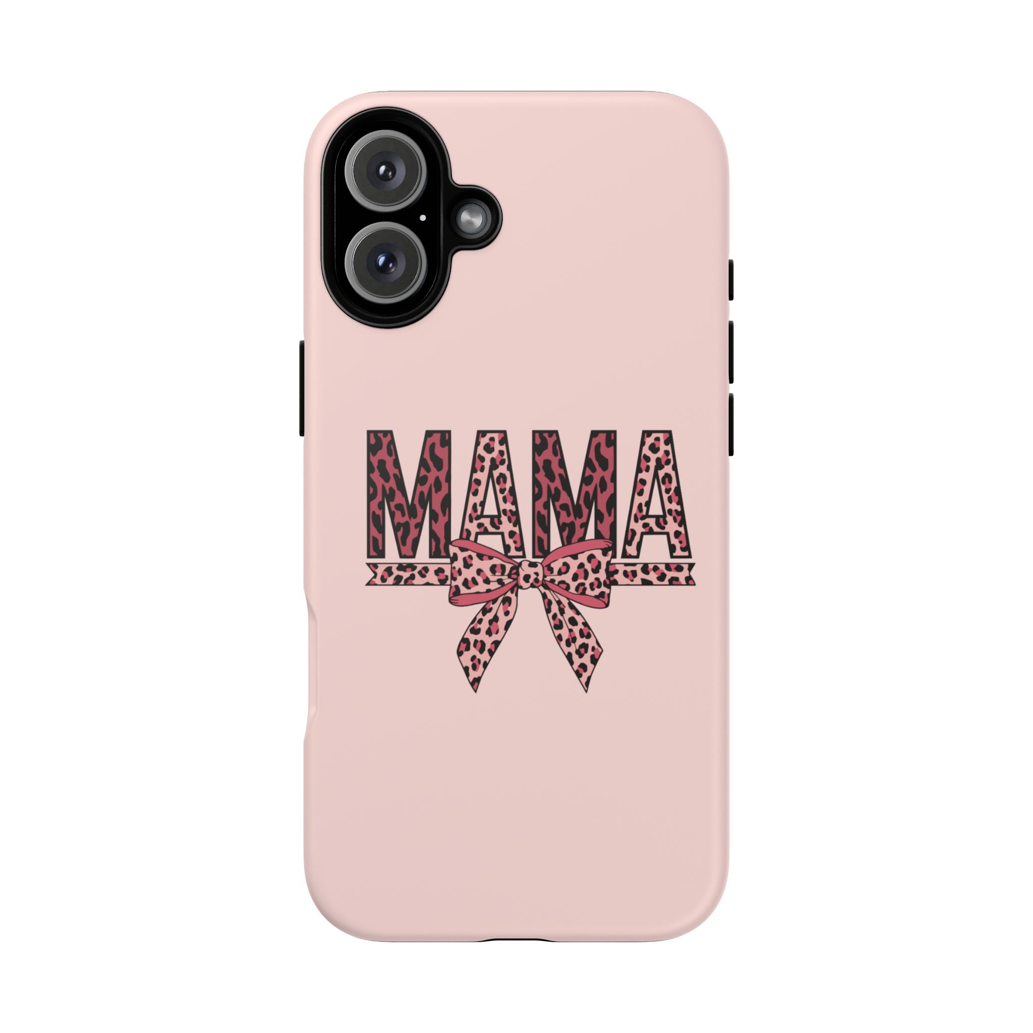 Mama Leopard Bow Phone Case — Pink Tough Protective iPhone Cover