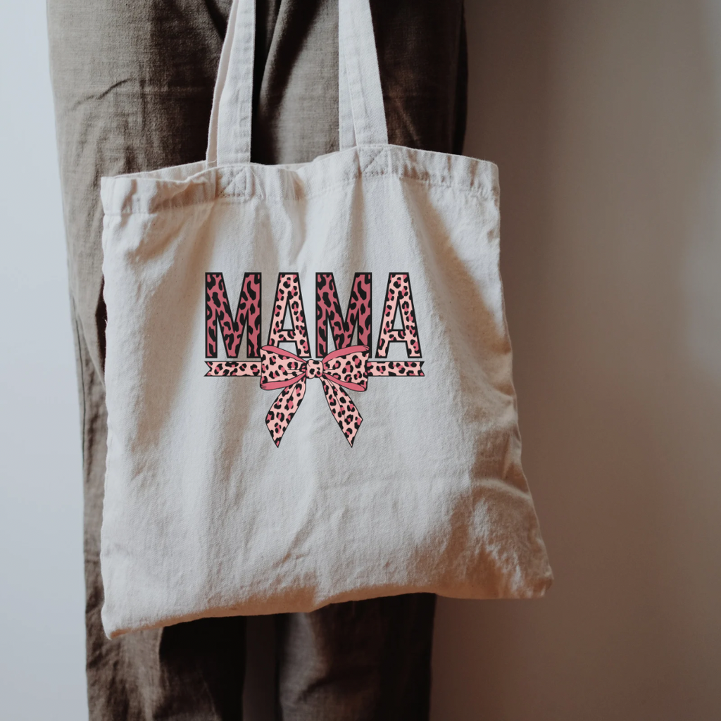 Mama Leopard Print Tote Bag — Pink Bow Mothers Day Gift